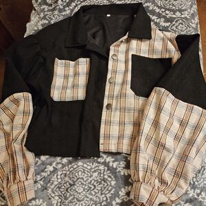 SHEIN Brown and Black Plaid Jacket